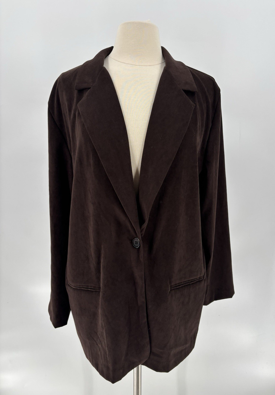 Briggs New York Vintage Blazer Women 16 Brown Faux Suede Single Breasted 80s 90s